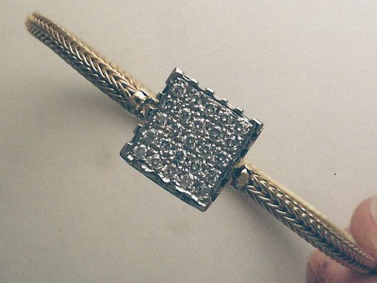 bracelet gold with pave square