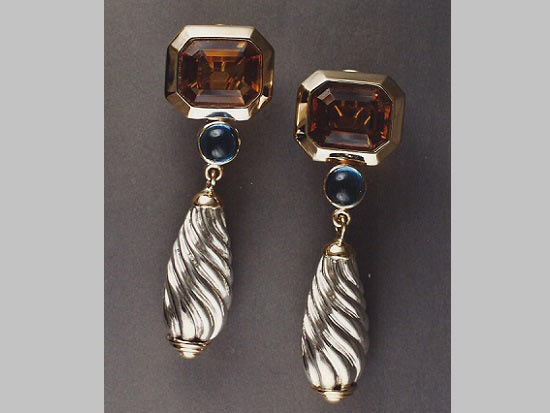 David Yurman Style Topaz Hanging Earrings