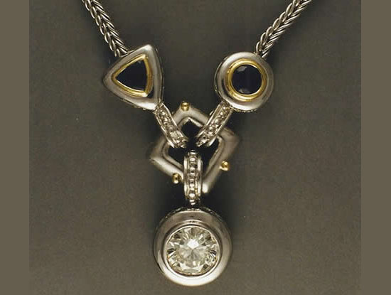 Satined White & Yellow Gold Diamond Necklace