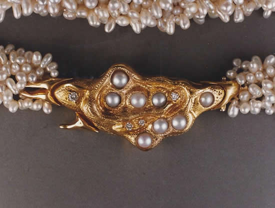 22K Gold & Biwa Pearl Necklace